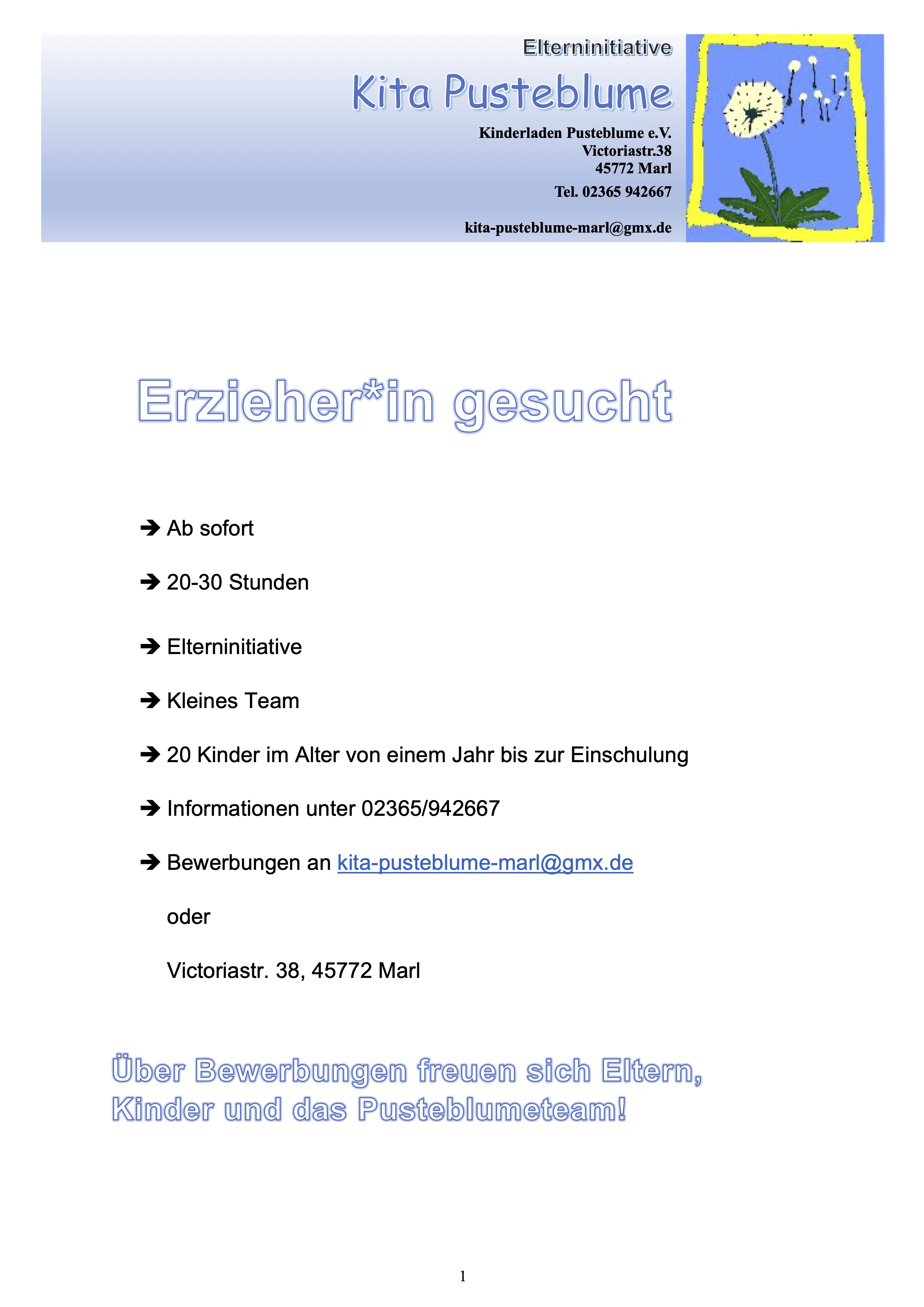 AUSHANG ErzieherIn