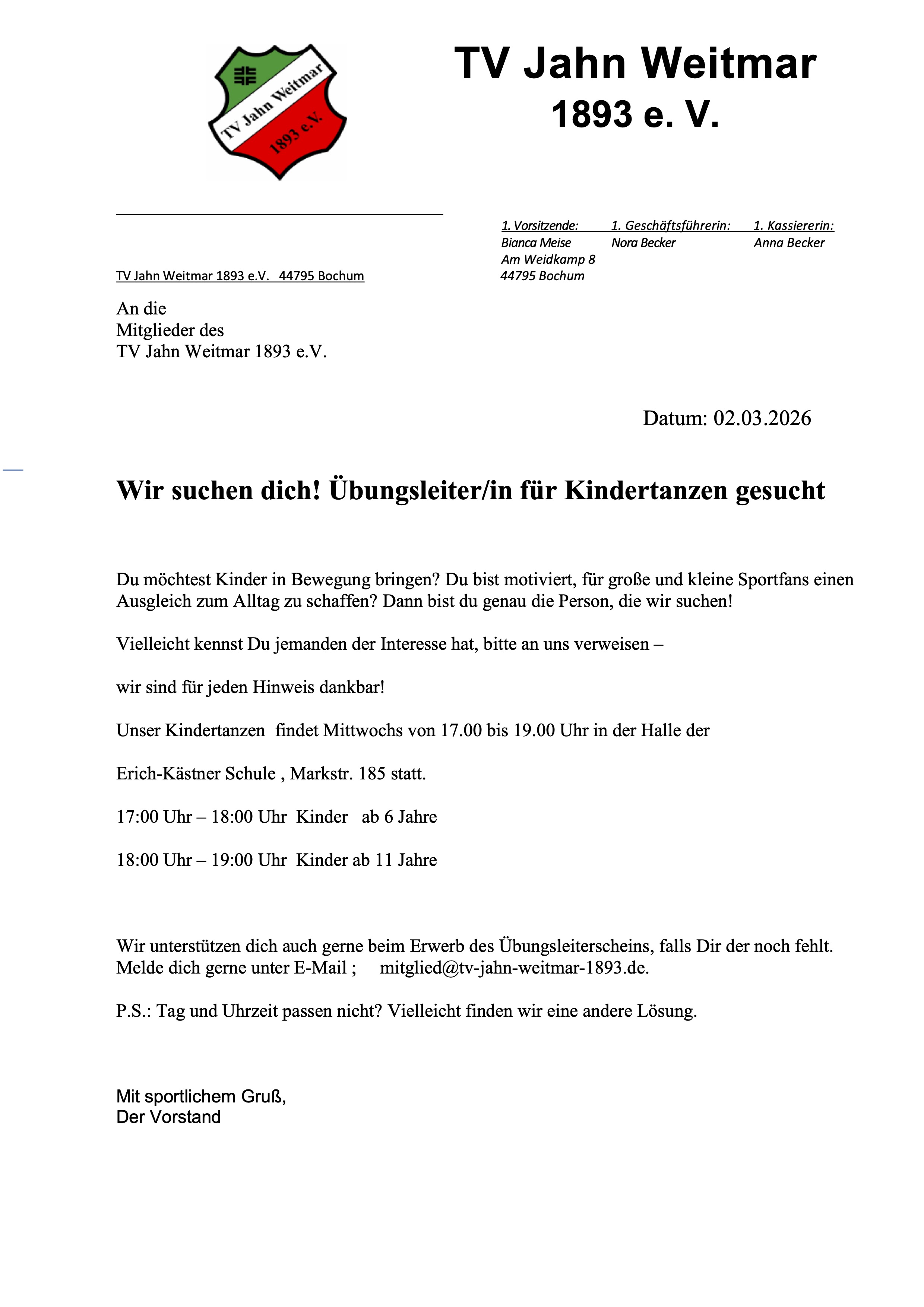 Suche Übungsleiter